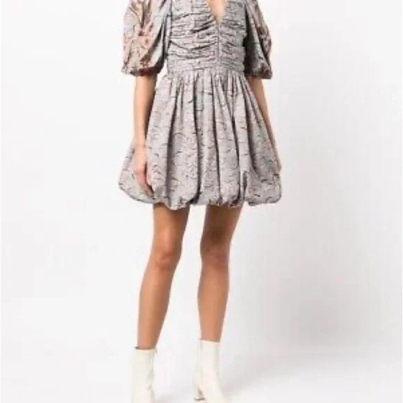 Ulla Johnson Gwen Blue Puff Sleeve Mini Dress Size Small (4) - Picture 2 of 10